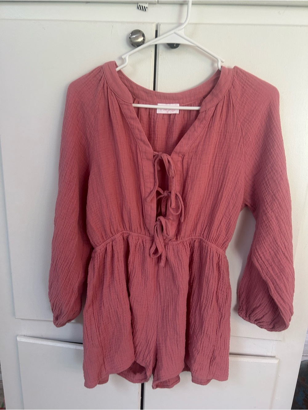 Pink Lily Dusty Rose Tie-Front Romper